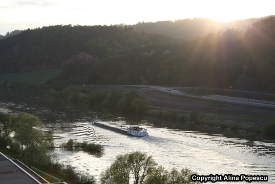 Boat on River in the Sunset - Trier